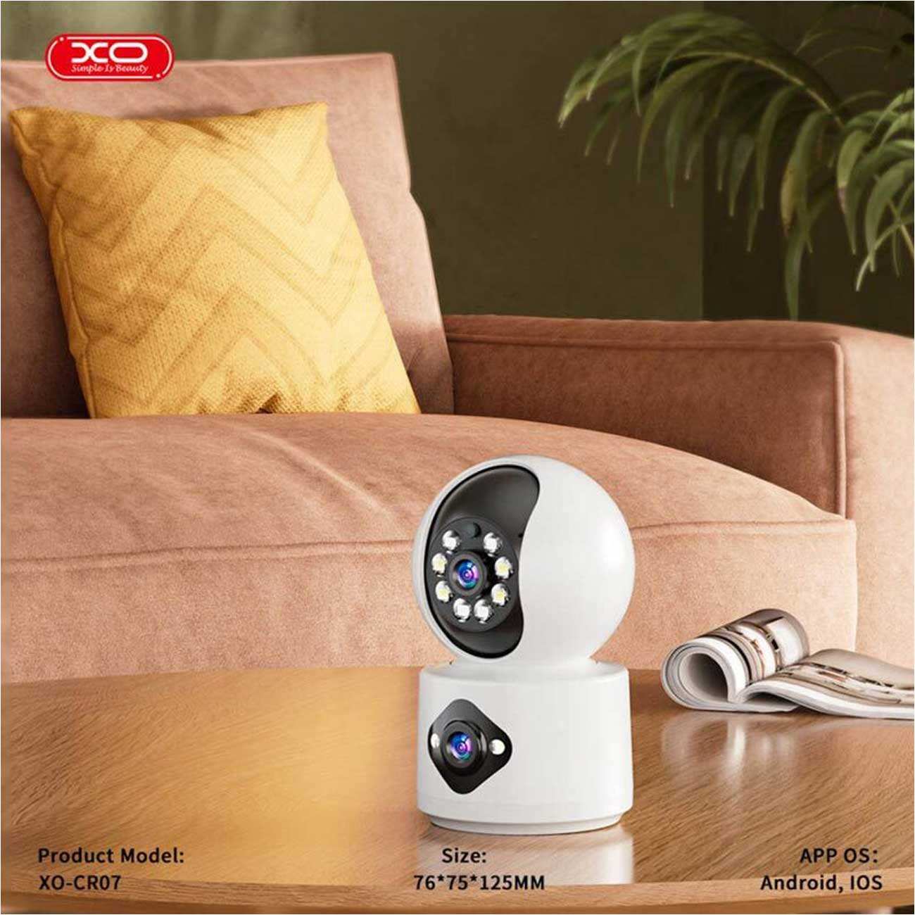 دوربین مداربسته بیسیم ایکس او XO CR07 با لنز دوگانه و 4 مگاپیکسل