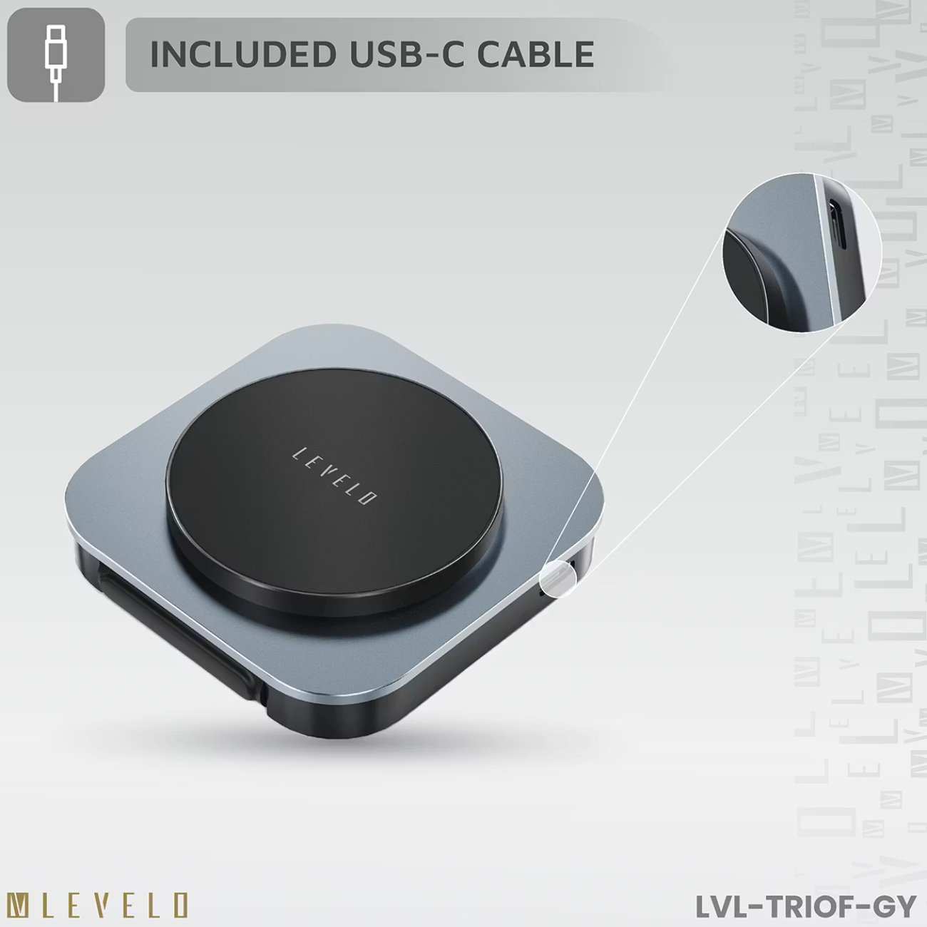 هولدر شارژر وایرلس 15 وات آیفون، ایرپاد، اپل واچ تاشو لِوِلو LVLTF31WCBK