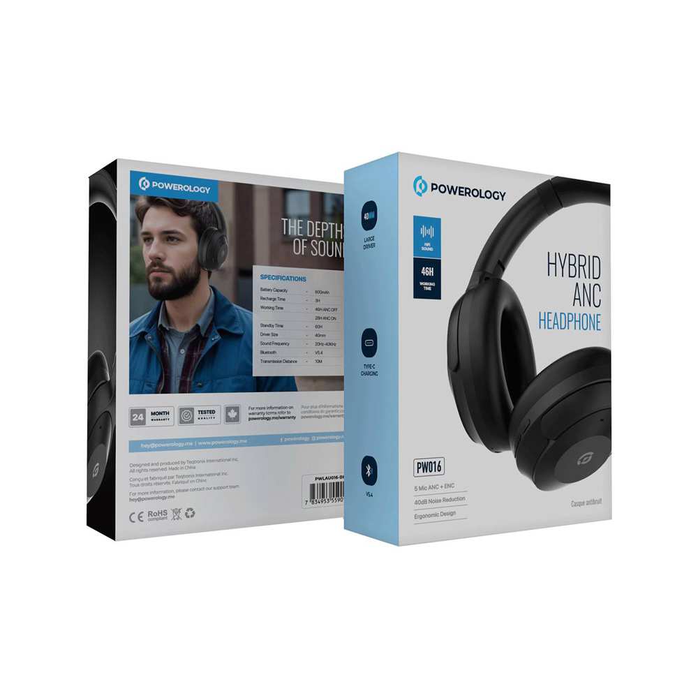 هدفون بی سیم حذف نویز ترکیبی پاورولوژی PWLAU016