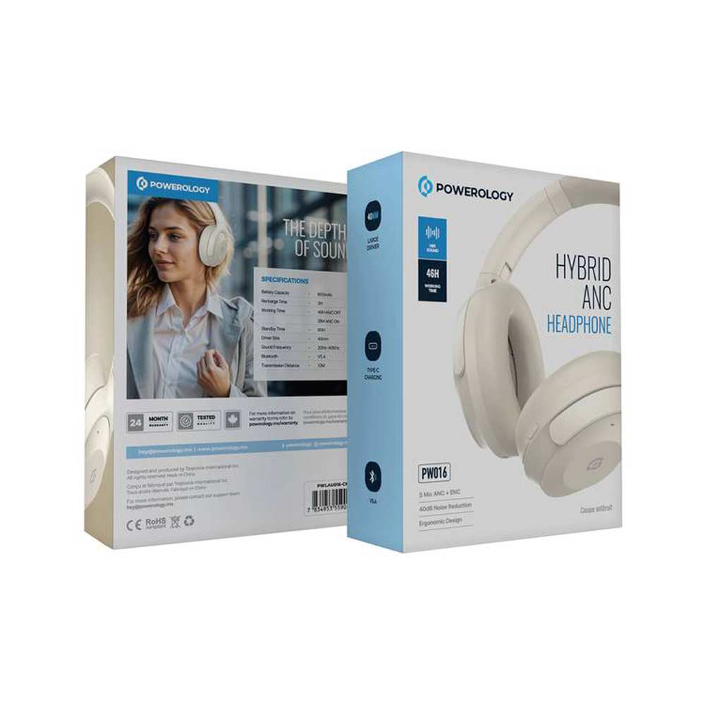 هدفون بی سیم حذف نویز ترکیبی پاورولوژی PWLAU016