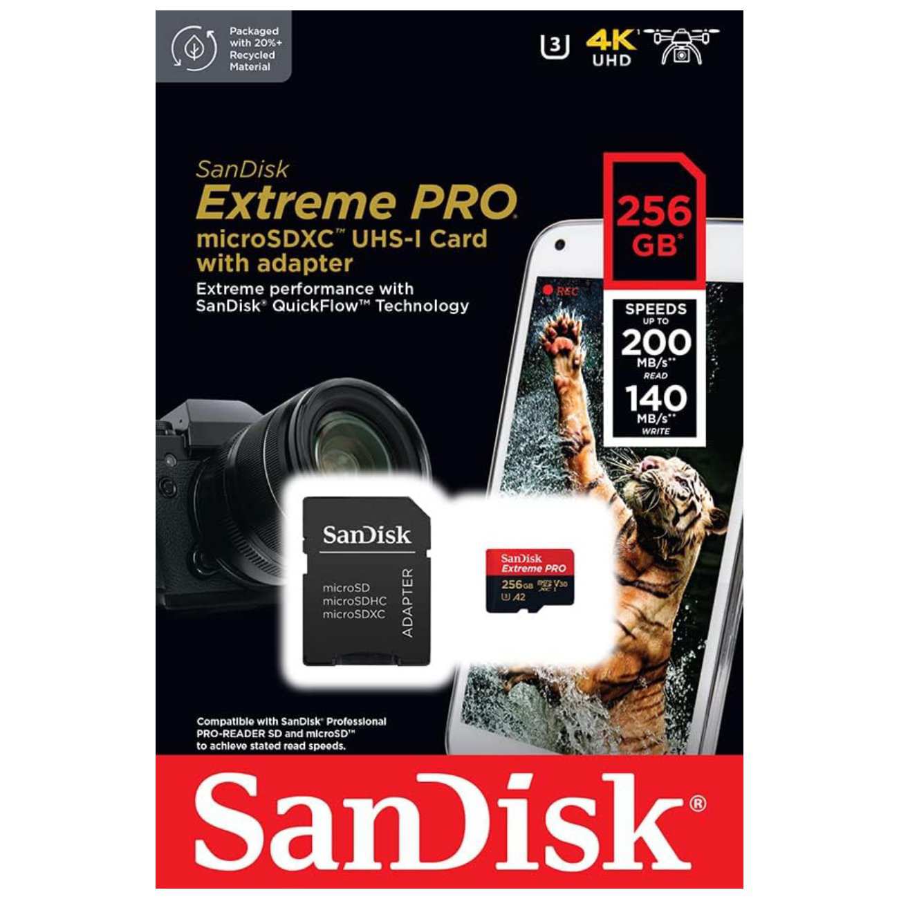 کارت حافظه 256 گیگابایت میکرو اسدی با سرعت بالا سن دیسک Extreme Pro 4k