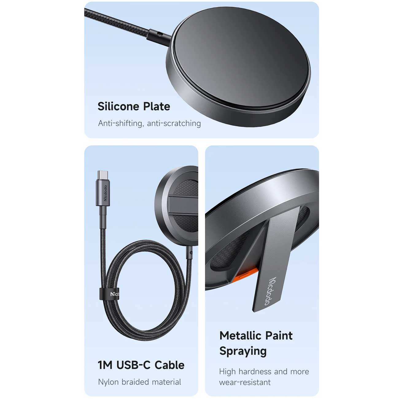 شارژر وایرلس مگنتی 15 وات و هولدر موبایل رومیزی مکدودو CH-550