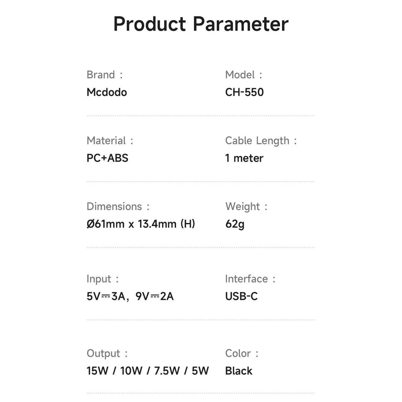 شارژر وایرلس مگنتی 15 وات و هولدر موبایل رومیزی مکدودو CH-550