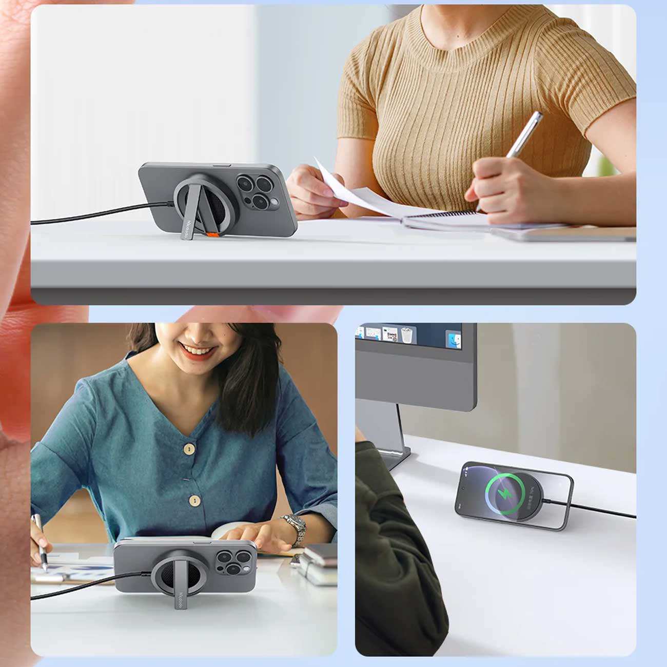 شارژر وایرلس مگنتی 15 وات و هولدر موبایل رومیزی مکدودو CH-550