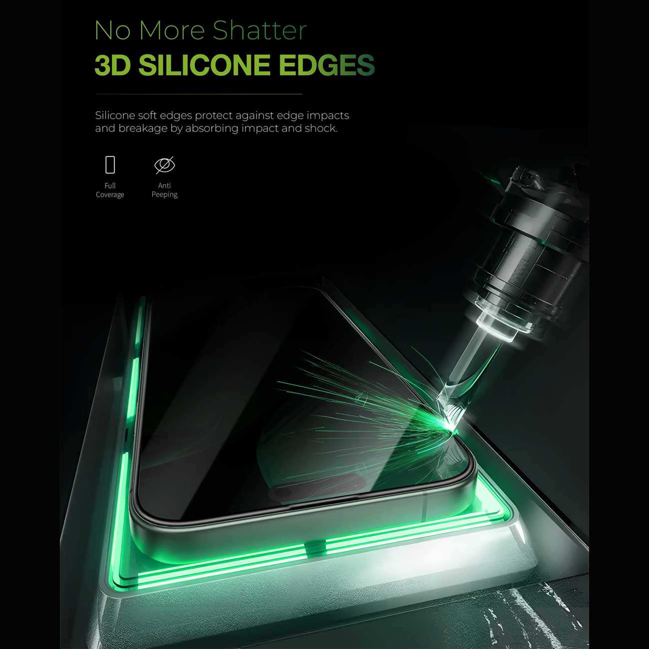 گلس پرایوسی آیفون 16 پرومکس 3 بعدی گرین GN3DSIL16PMBK