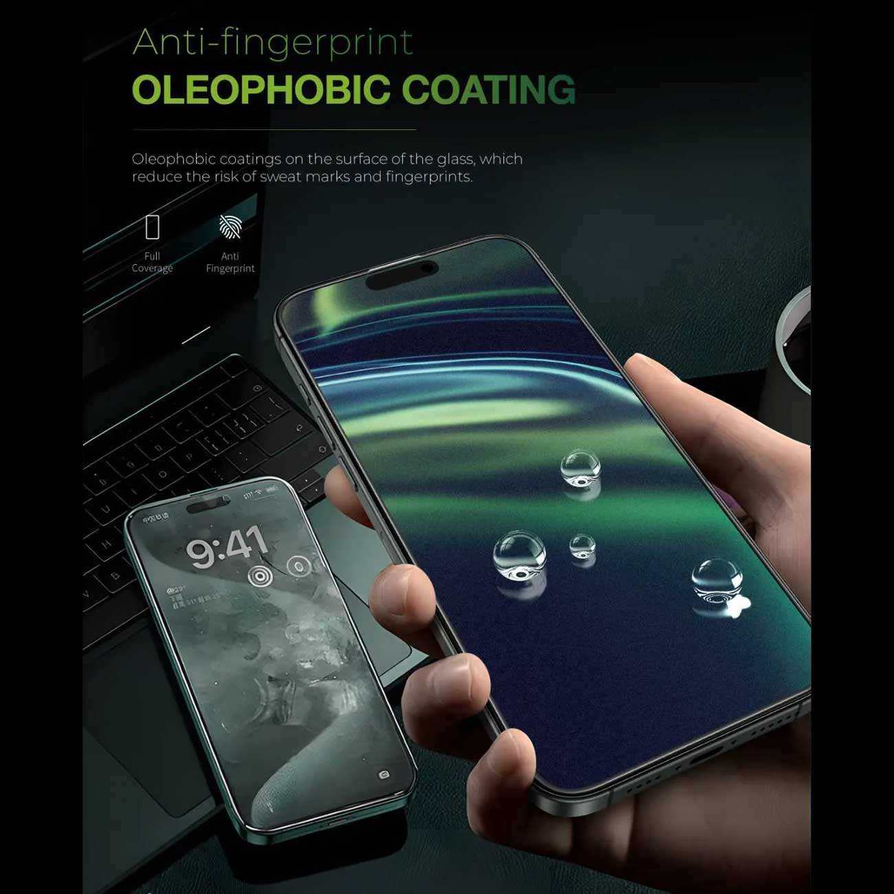 گلس پرایوسی آیفون 16 پرومکس 3 بعدی گرین GN3DSIL16PMBK