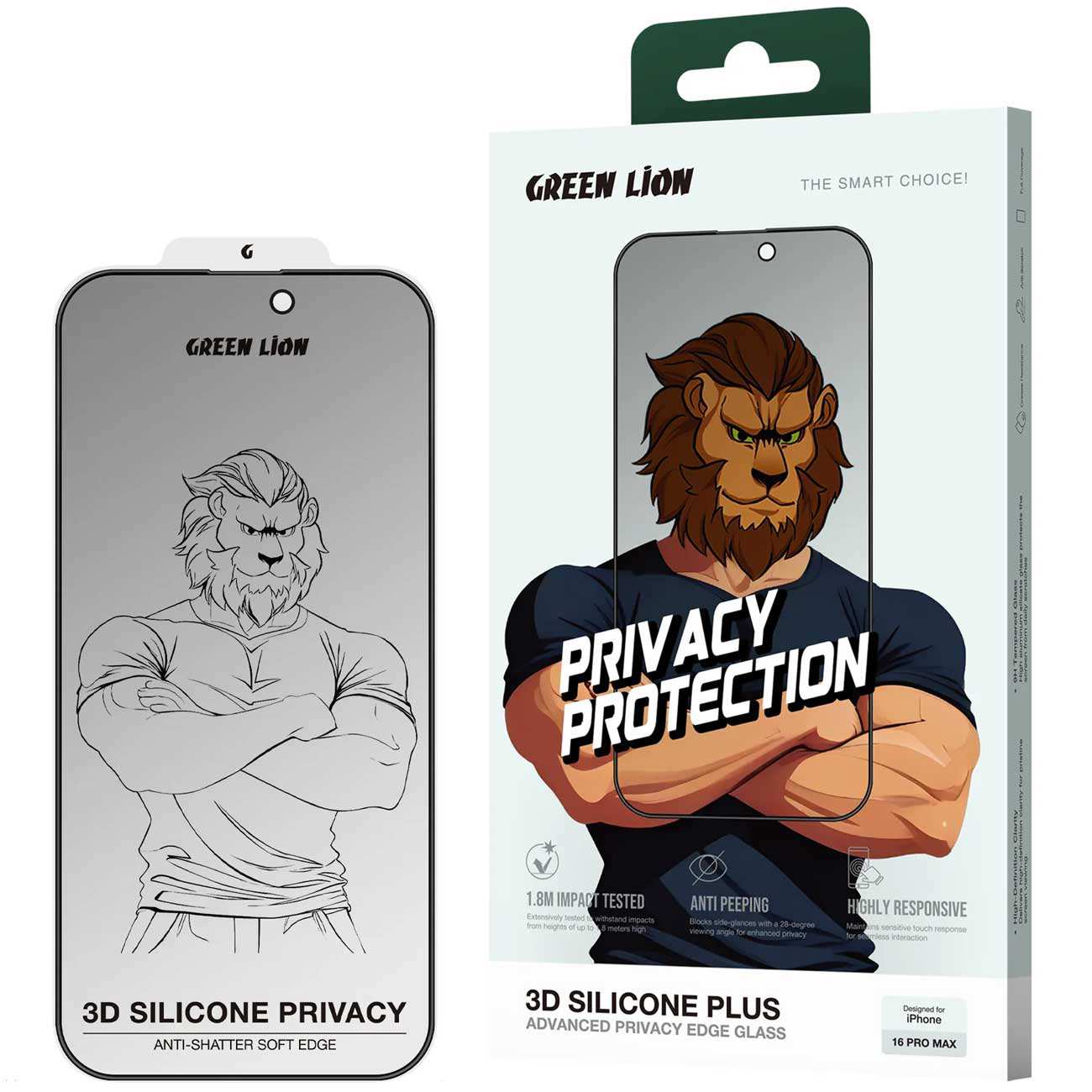 گلس پرایوسی آیفون 16 پرومکس 3 بعدی گرین GN3DSIL16PMBK