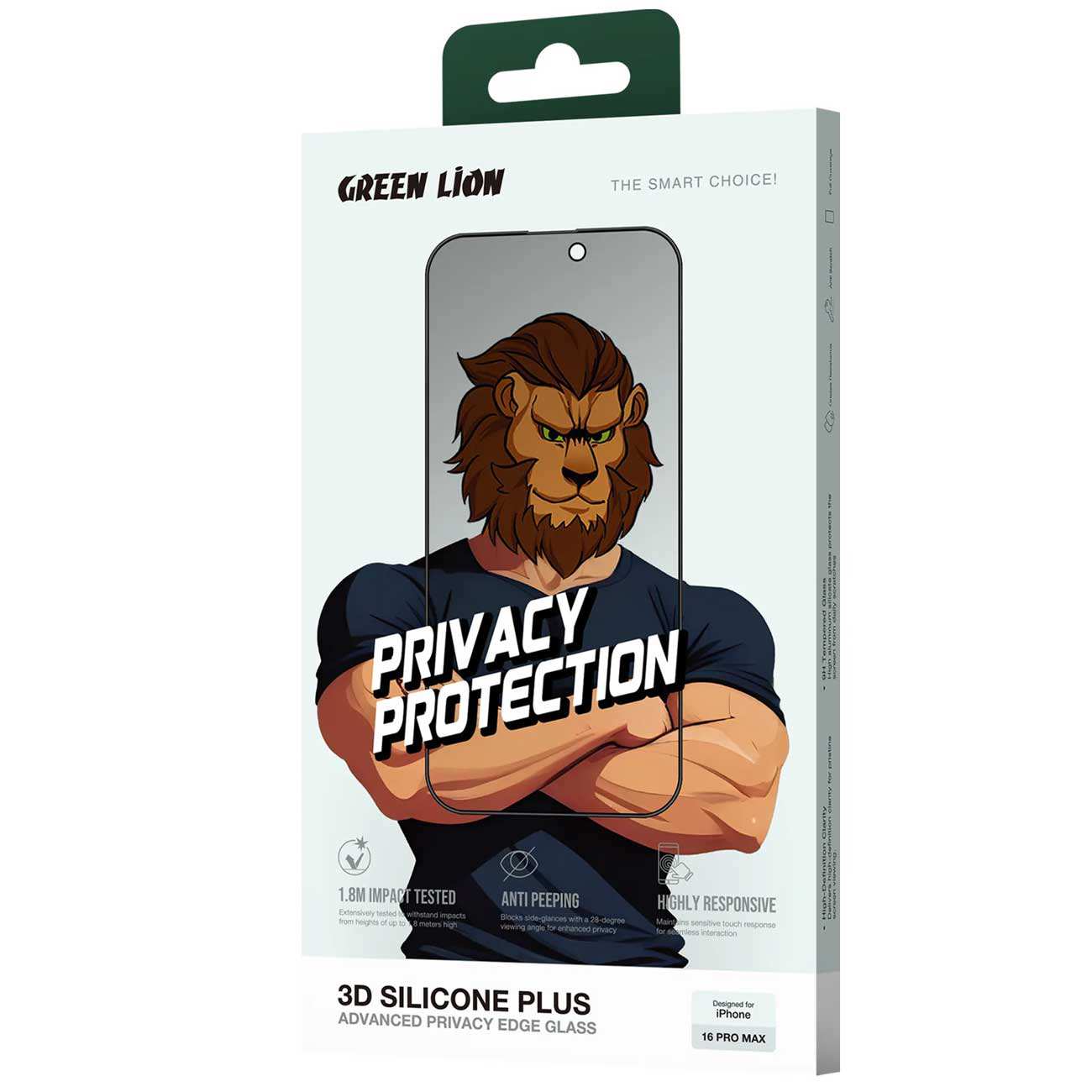 گلس پرایوسی آیفون 16 پرومکس 3 بعدی گرین GN3DSIL16PMBK