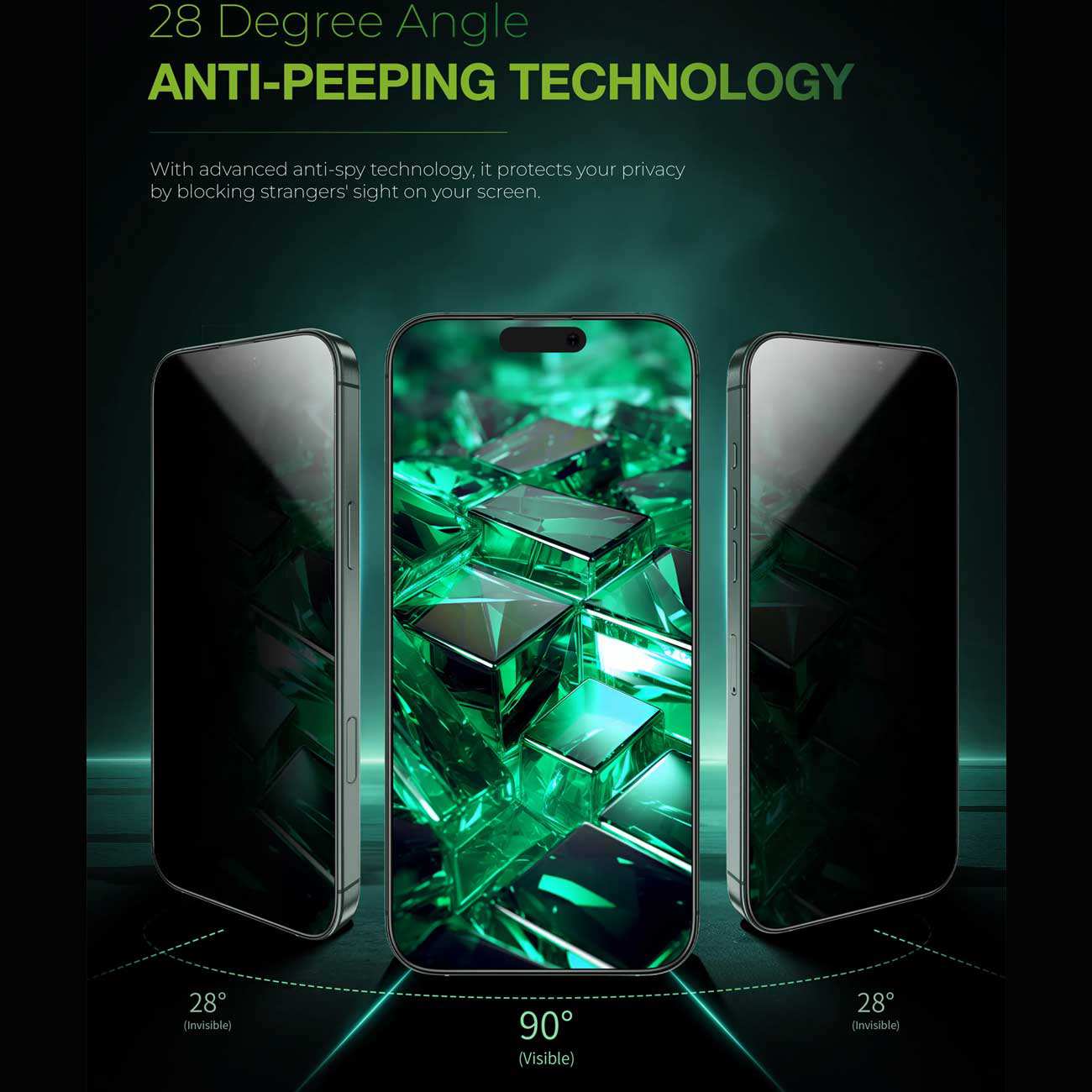 گلس پرایوسی آیفون 16 پرومکس 3 بعدی گرین GN3DSIL16PMBK