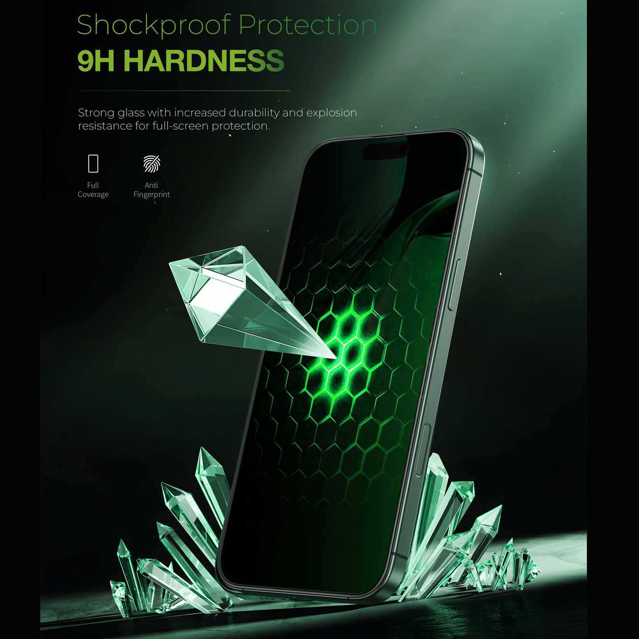 گلس پرایوسی آیفون 16 پرومکس 3 بعدی گرین GN3DSIL16PMBK