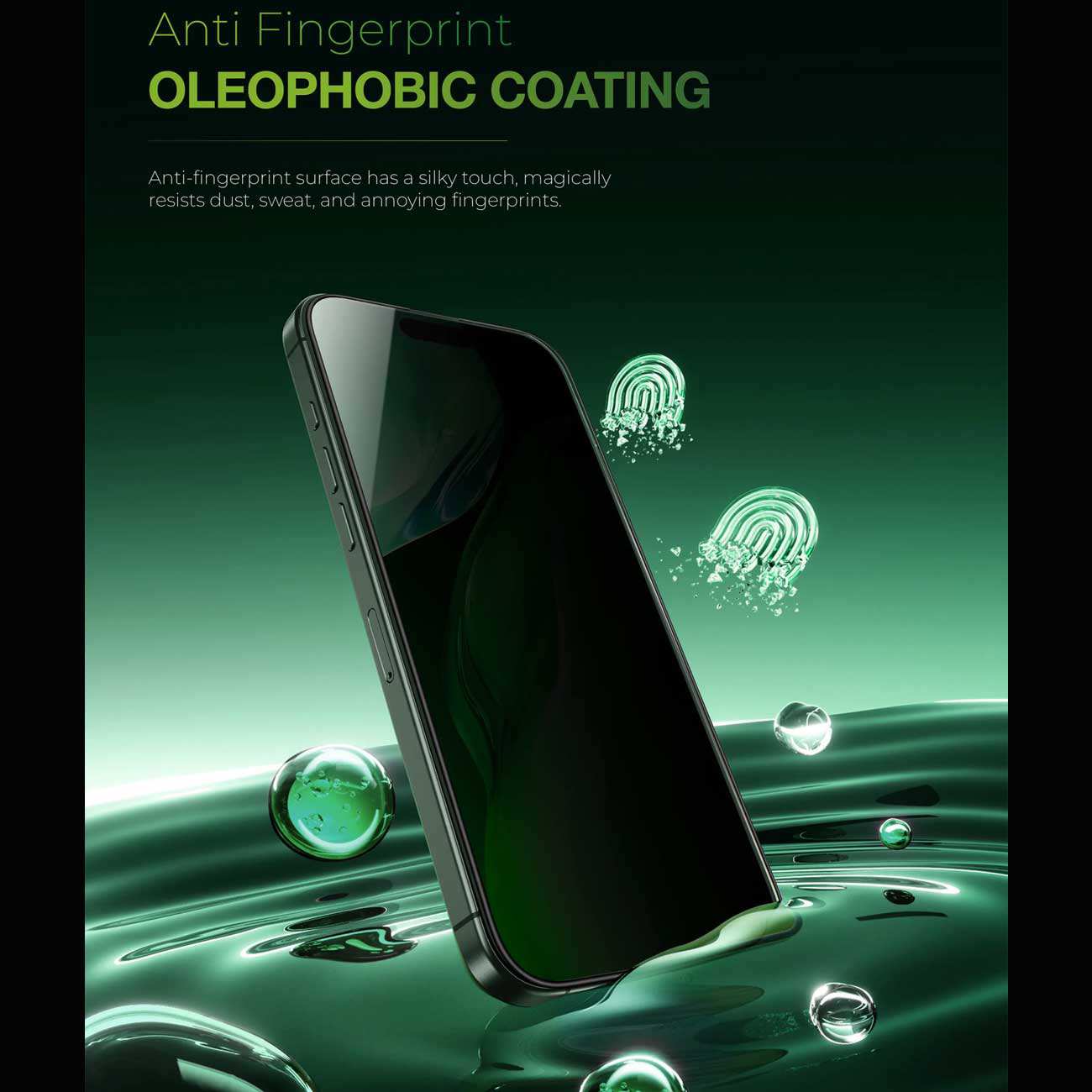 گلس پرایوسی آیفون 16 پرومکس 3 بعدی گرین GN3DSIL16PMBK