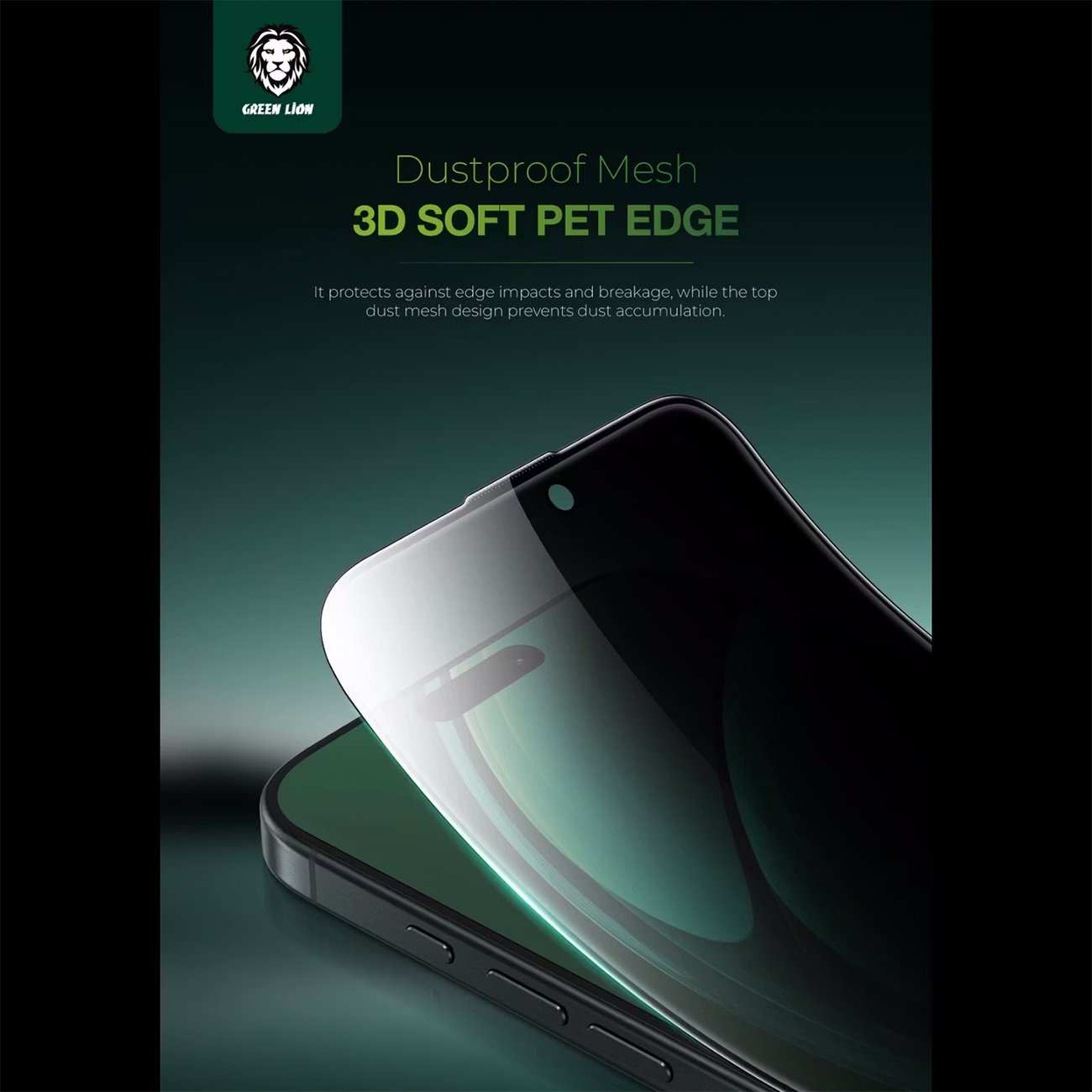 گلس پرایوسی ایربگدار آیفون 16 و آیفون 15 سهبعدی گرینلاین GN3DSIL16BK