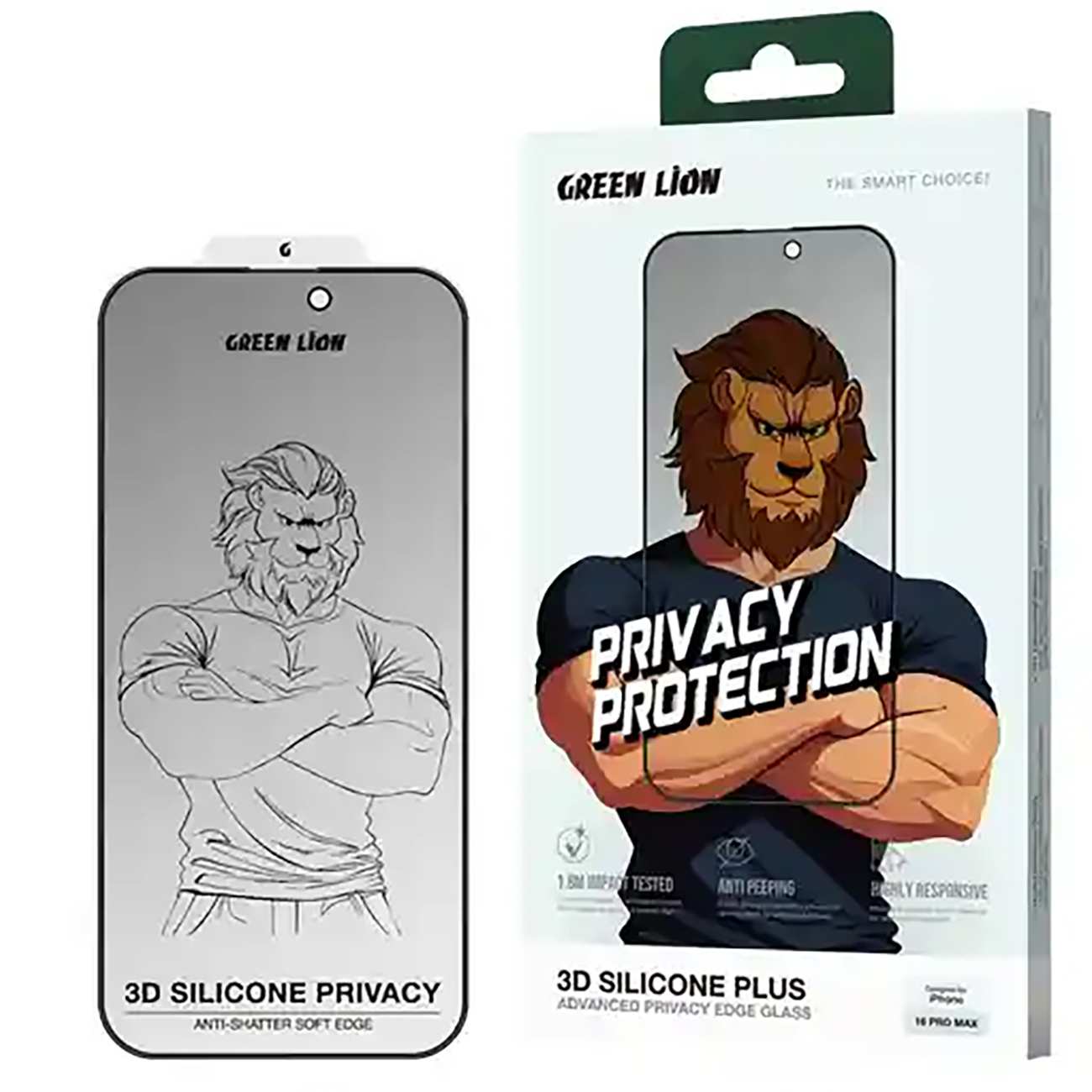 گلس پرایوسی آیفون 16 پرو سه بعدی گرین GN3DSIL16PBK