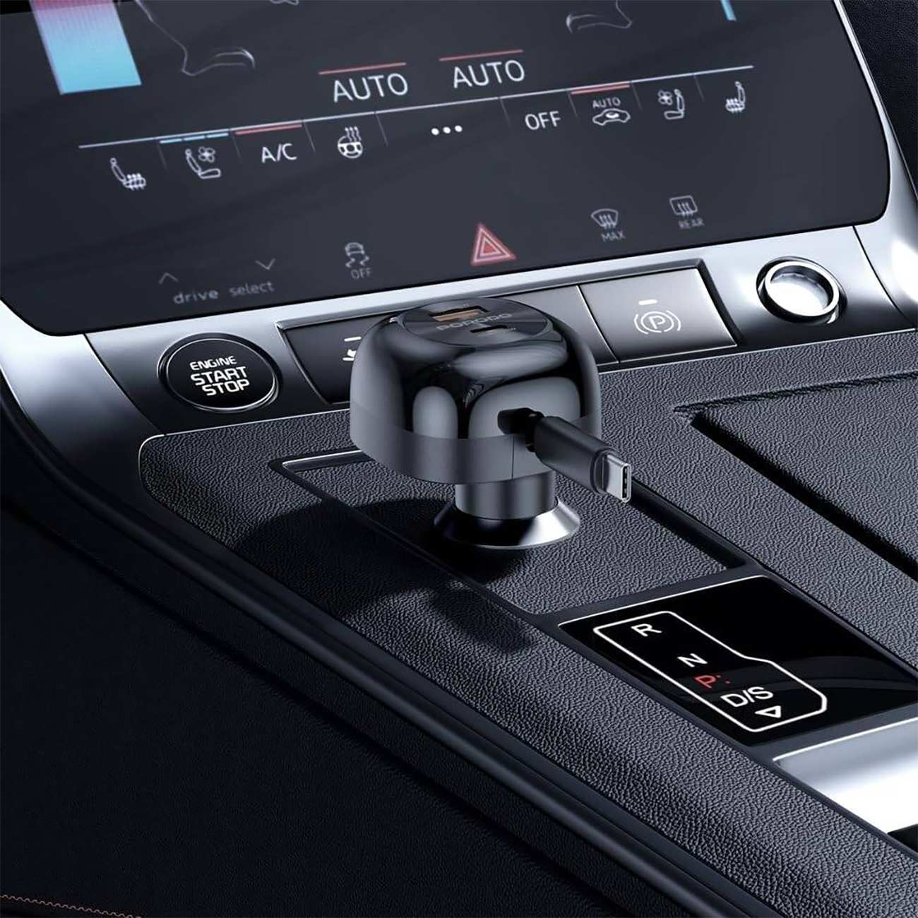 شارژر فندکی فست شارژ ماشین 47 وات Type-C و USB پورودو PD-FWCH030-BK