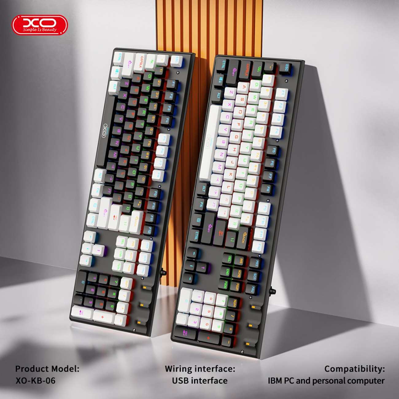 ست گیمینگ موس و کیبورد سیمی با نورپردازی RGB ایکس او KB-06
