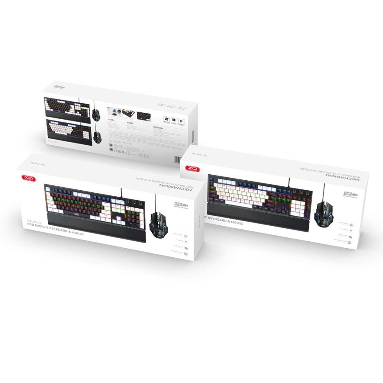 ست گیمینگ موس و کیبورد سیمی با نورپردازی RGB ایکس او KB-06