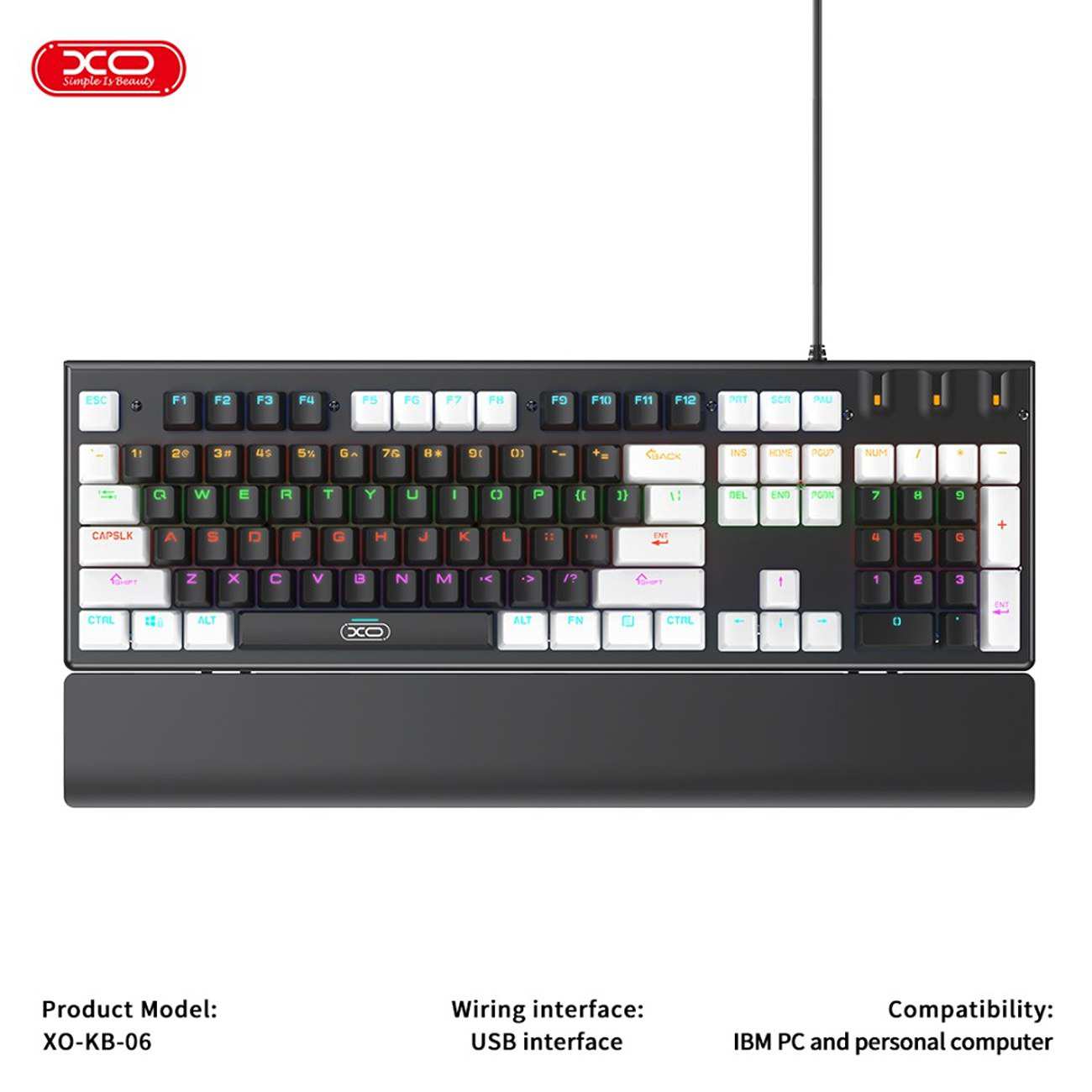 ست گیمینگ موس و کیبورد سیمی با نورپردازی RGB ایکس او KB-06