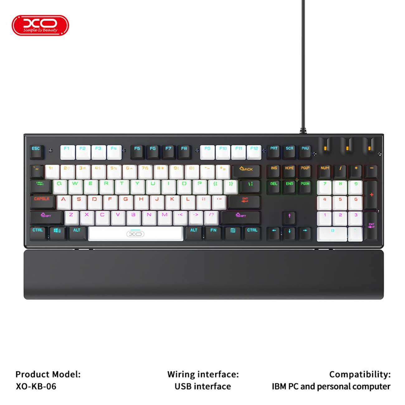 ست گیمینگ موس و کیبورد سیمی با نورپردازی RGB ایکس او KB-06