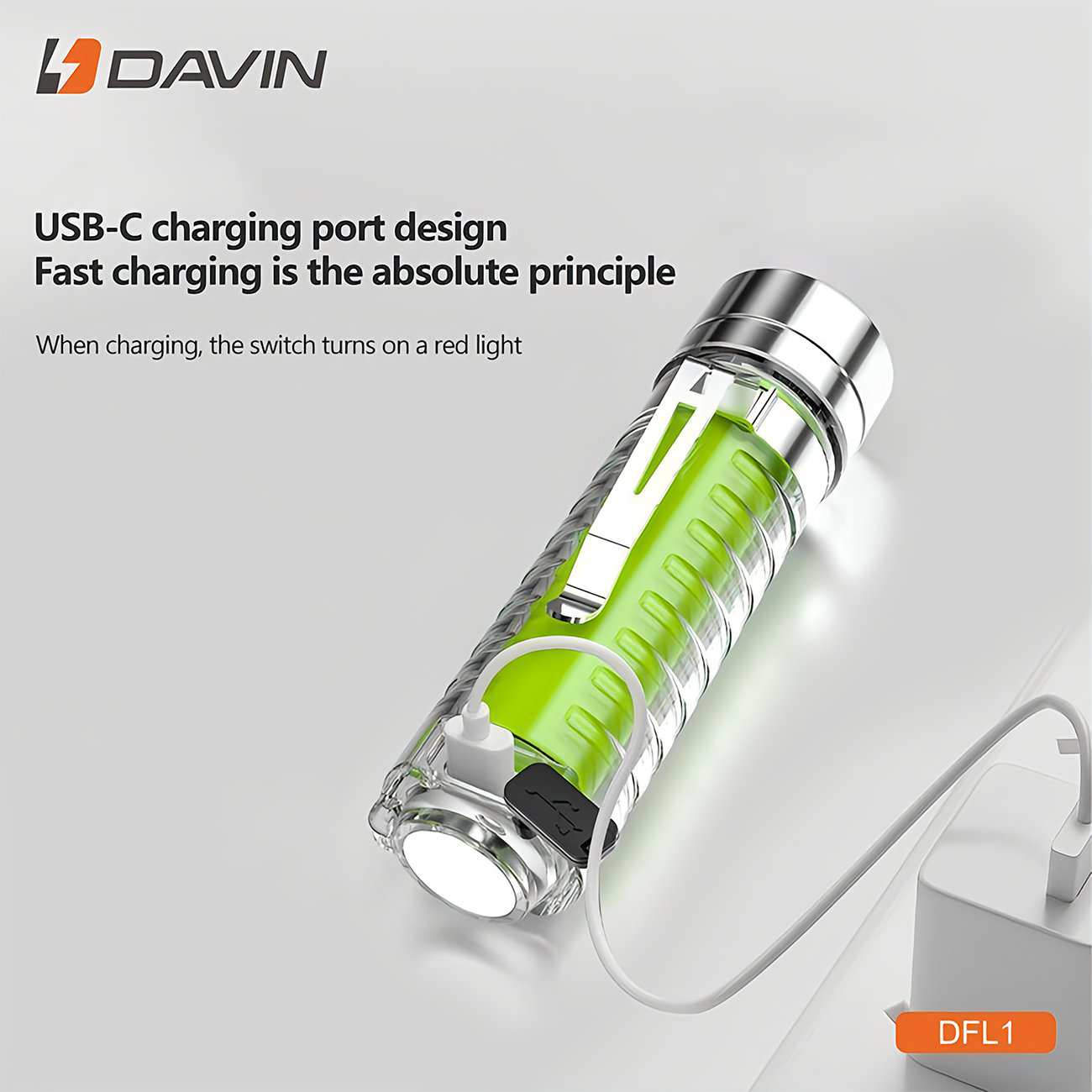 مینی چراغ قوه شارژی ضدآب با نور فرابنفش یووی داوین DFL1