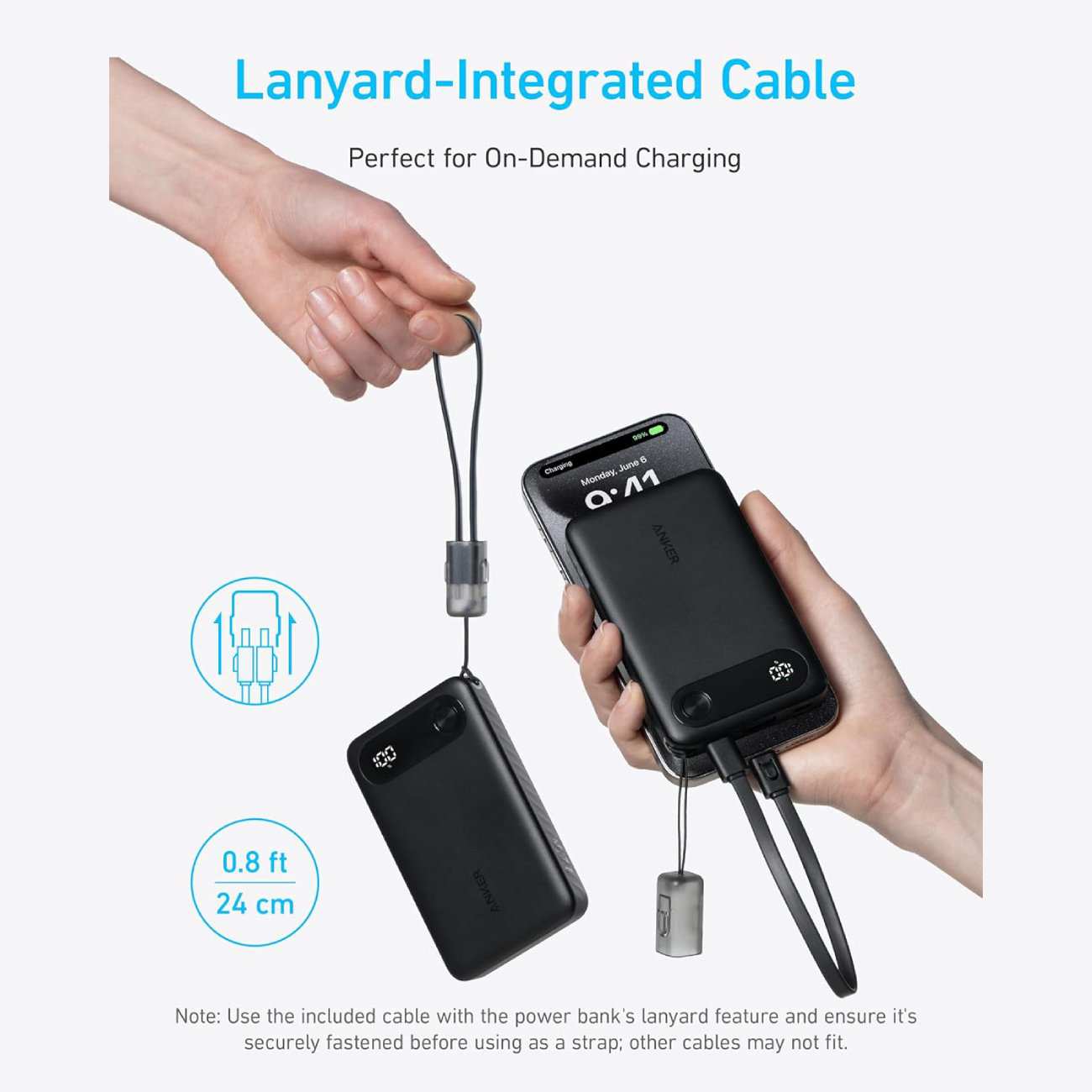 پاور بانک 10000 میلیآمپر 22.5 وات فست شارژ Type-C و USB همراه با کابل دو سر تایپ سی انکرA1257