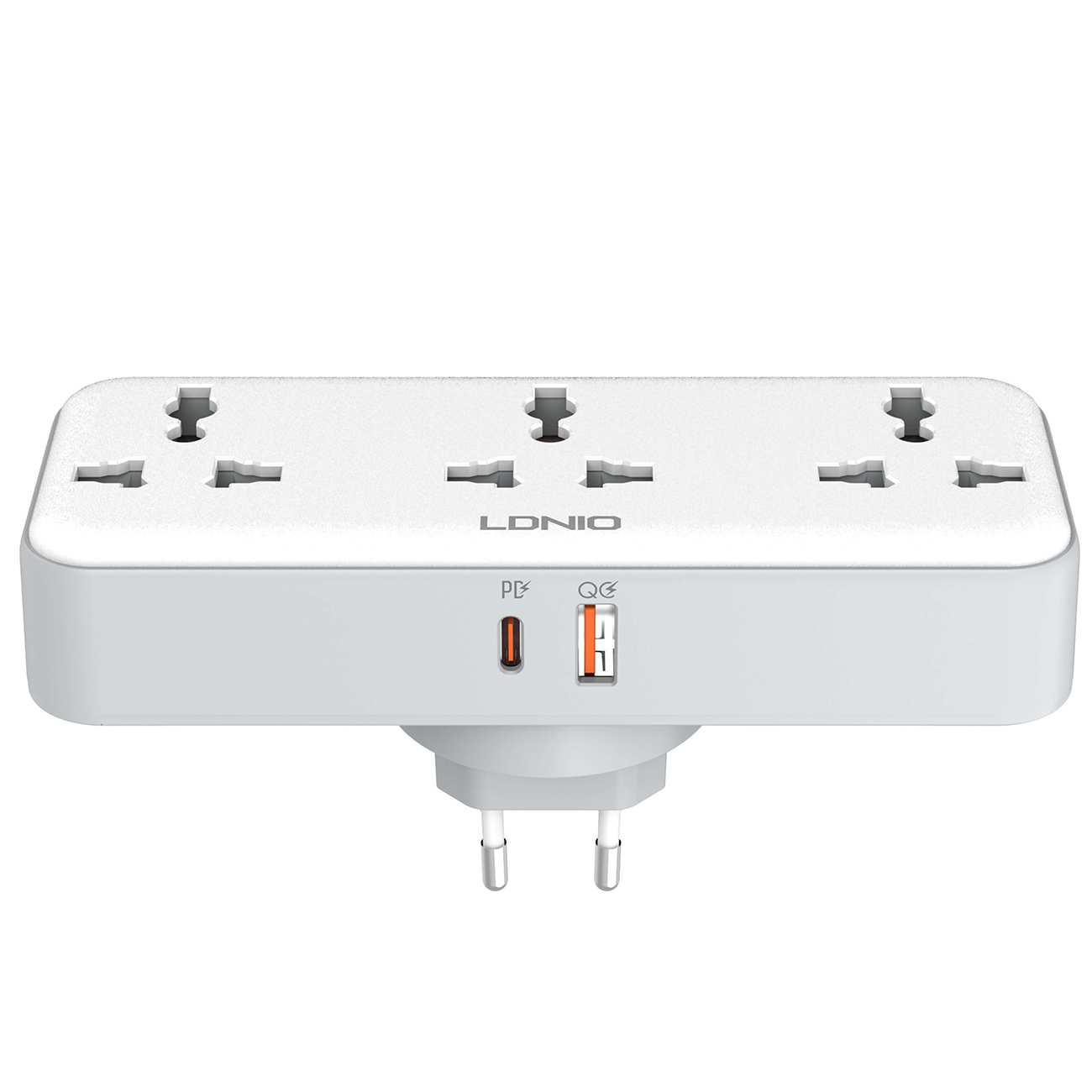 چندراهی برق دیواری 2500 وات 3 سوکت، یک USB و یک Type-C فست شارژ 30 وات الدنیو SC3317