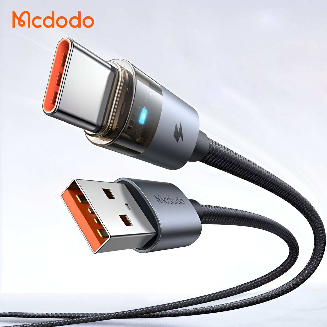 کابل سوپر فست شارژ یو اس بی به تایپ سی شفاف 100 وات 6 آمپر 1.2 متری مک دودو CA-689