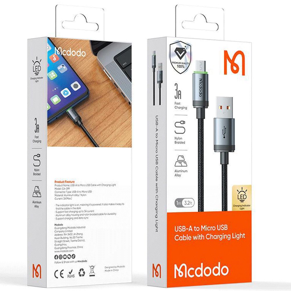 کابل شارژ سریع یو اس بی به میکرو 3 آمپر یک متری مک دودو CA-3990