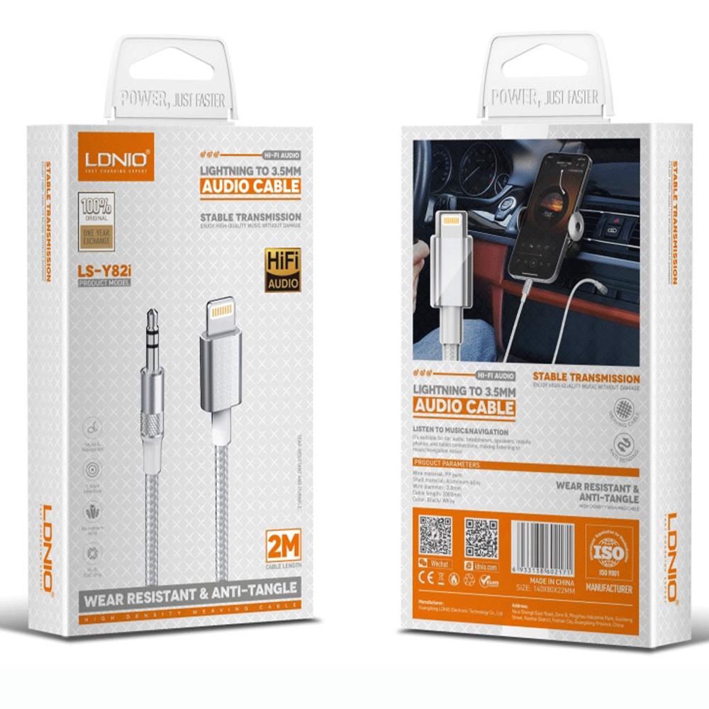 کابل تبدیل لایتنینگ به جک 3.5 میلی متری 2 متری الدنیو LSY82I
