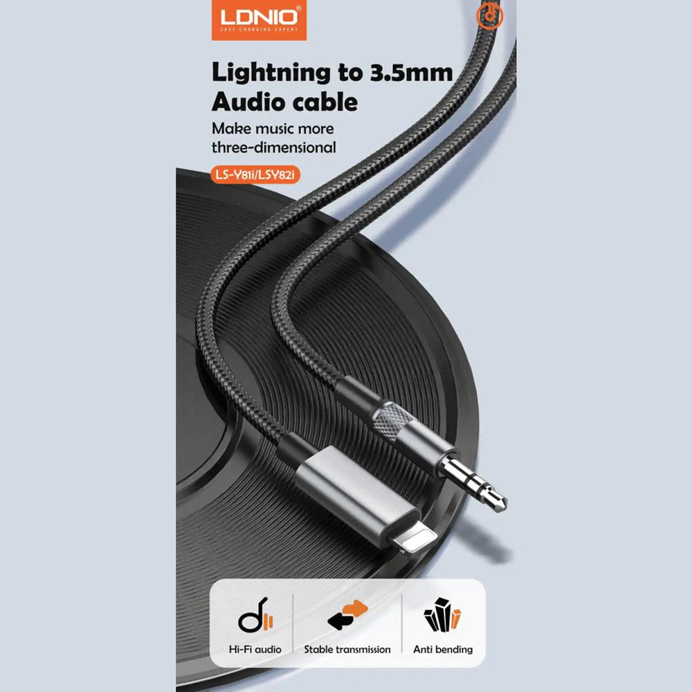کابل تبدیل لایتنینگ به جک 3.5 میلی متری 2 متری الدنیو LSY82I