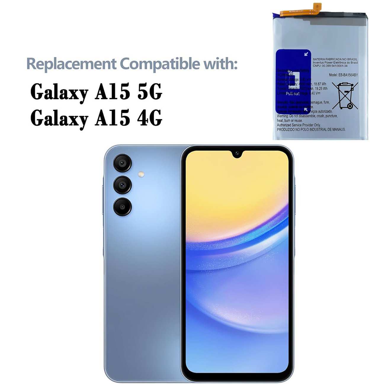 باتری اصلی گوشی گلکسی A15 4G/5G سامسونگ EB-BA156ABY