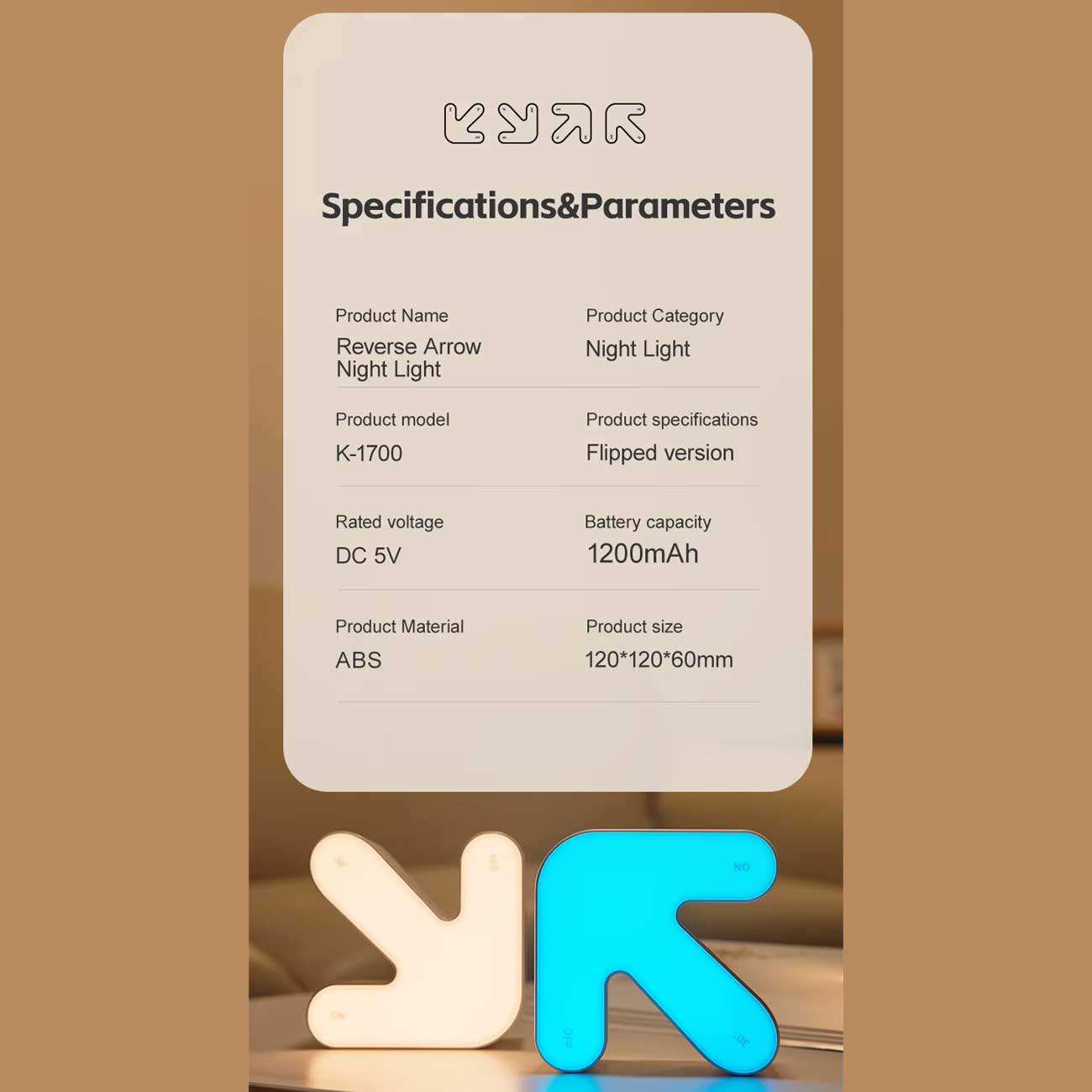 چراغ خواب فانتزی شارژی با طراحی فلش معکوس K-1700