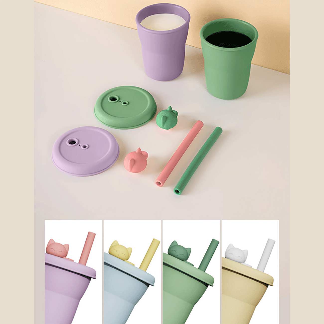 لیوان سیلیکونی فانتزی جوردن و جودی طرح بچه گربه KT054