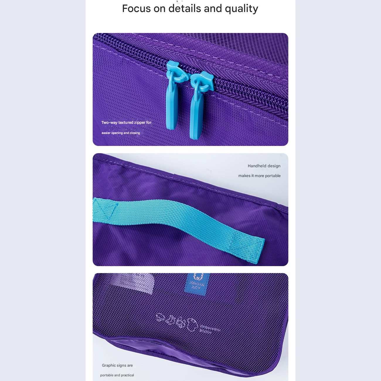 کیف تاشو نظم دهنده لباس داخل ساک و چمدان جوردن و جودی JORDAN & JUDY PT061