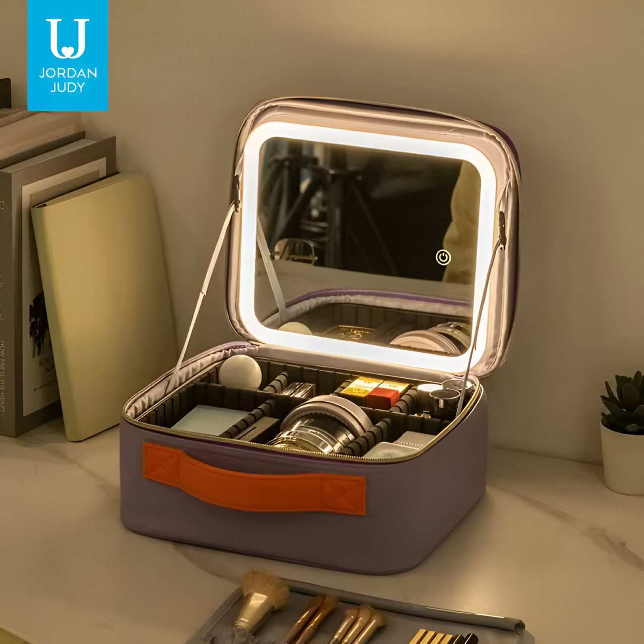 کیف لوازم آرایشی با آینه چراغدار لمسی شارژی قابل حمل جوردن و جودی PT068