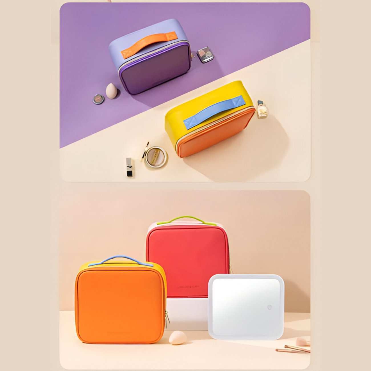 کیف لوازم آرایشی با آینه چراغدار لمسی شارژی قابل حمل جوردن و جودی PT068