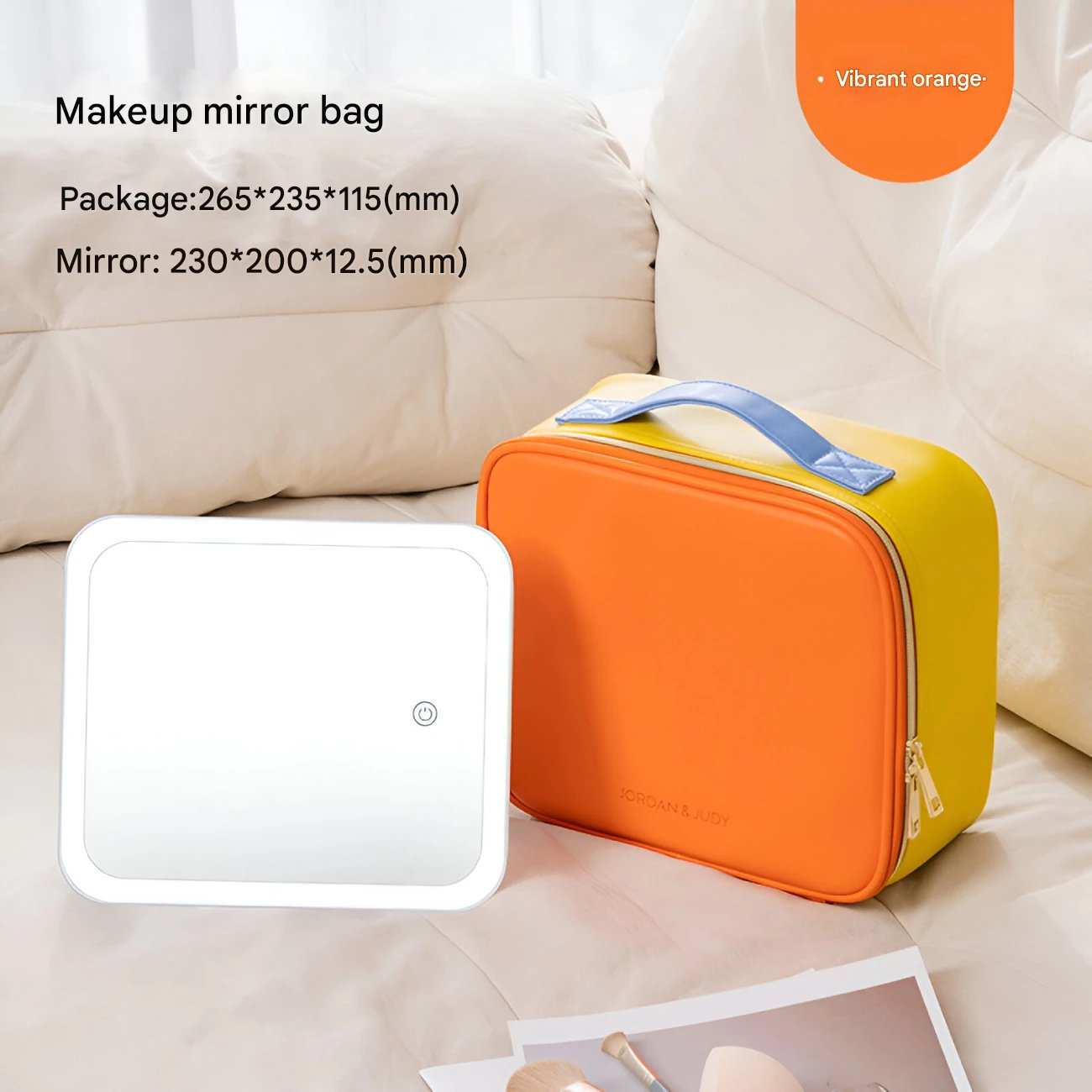 کیف لوازم آرایشی با آینه چراغدار لمسی شارژی قابل حمل جوردن و جودی PT068