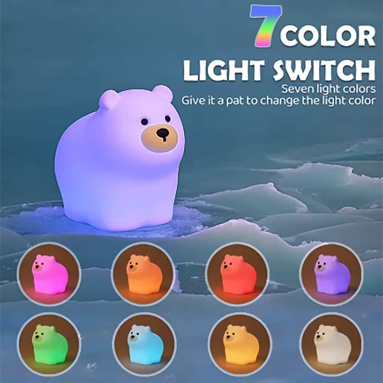 چراغ خواب فانتزی رومیزی شارژی طرح خرس Bear