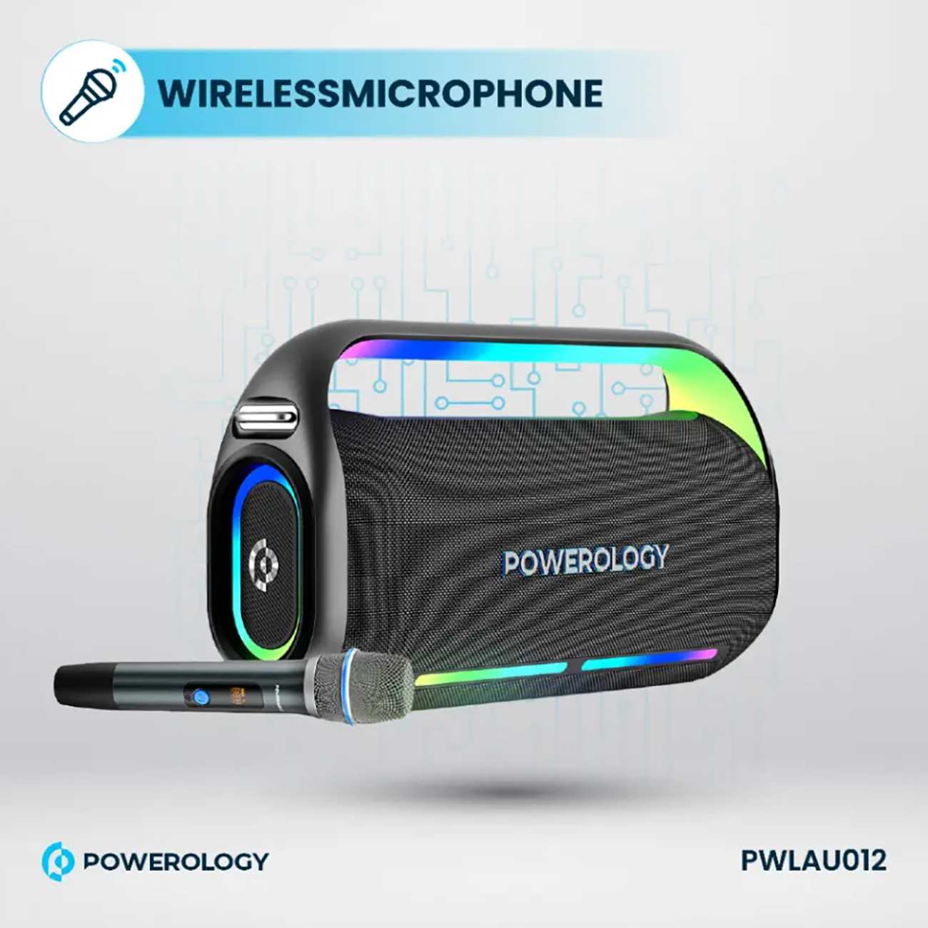 اسپیکر بلوتوثی کارائوکه همراه میکروفون پاورولوژی PWLAU012