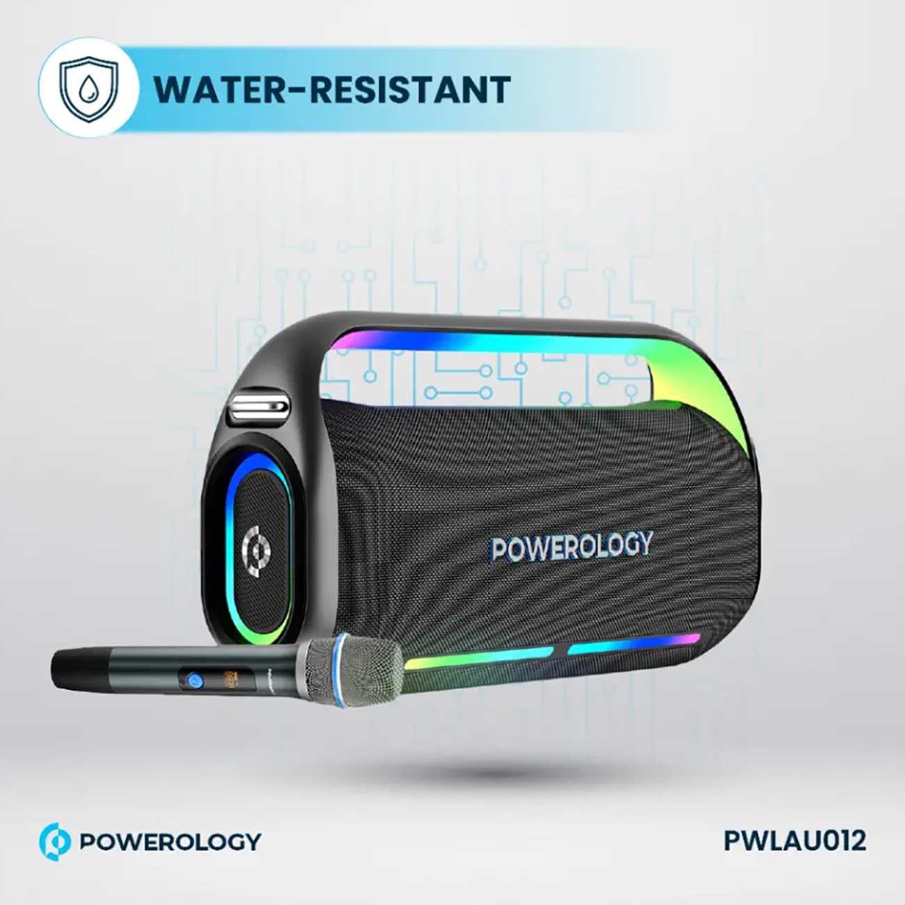اسپیکر بلوتوثی کارائوکه همراه میکروفون پاورولوژی PWLAU012