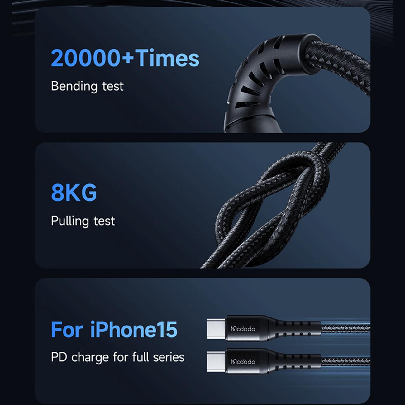 کابل شارژ سریع دو سر تایپ سی 60 وات 20 سانتی متر مک دودو CA-5640