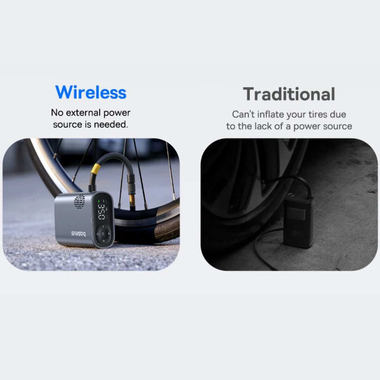 پمپ باد دیجیتالی شارژی دوچرخه و موتورسیکلت با چراغ قوه قابل حمل بیسوس C11169000121-00