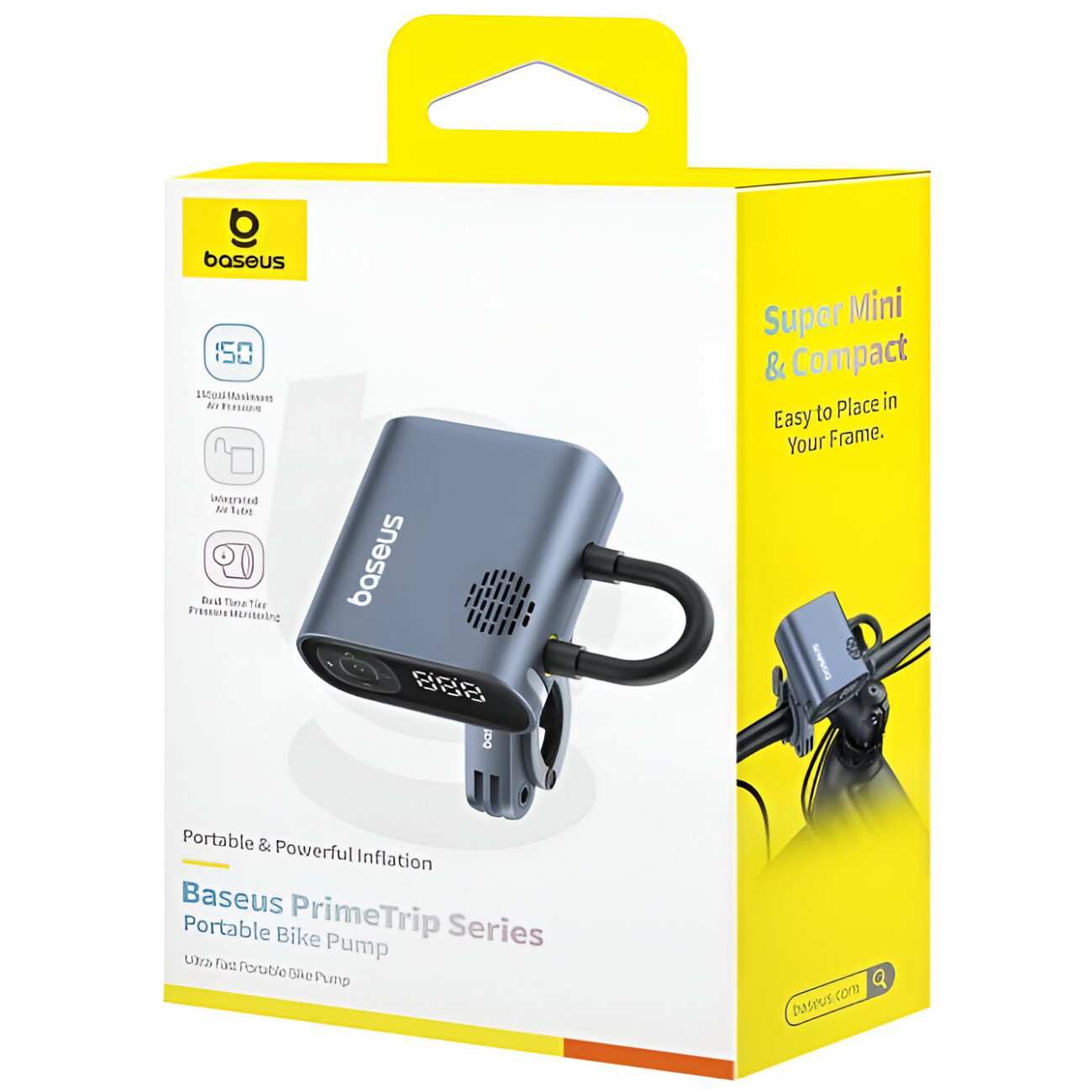 پمپ باد دیجیتالی شارژی دوچرخه و موتورسیکلت با چراغ قوه قابل حمل بیسوس C11169000121-00