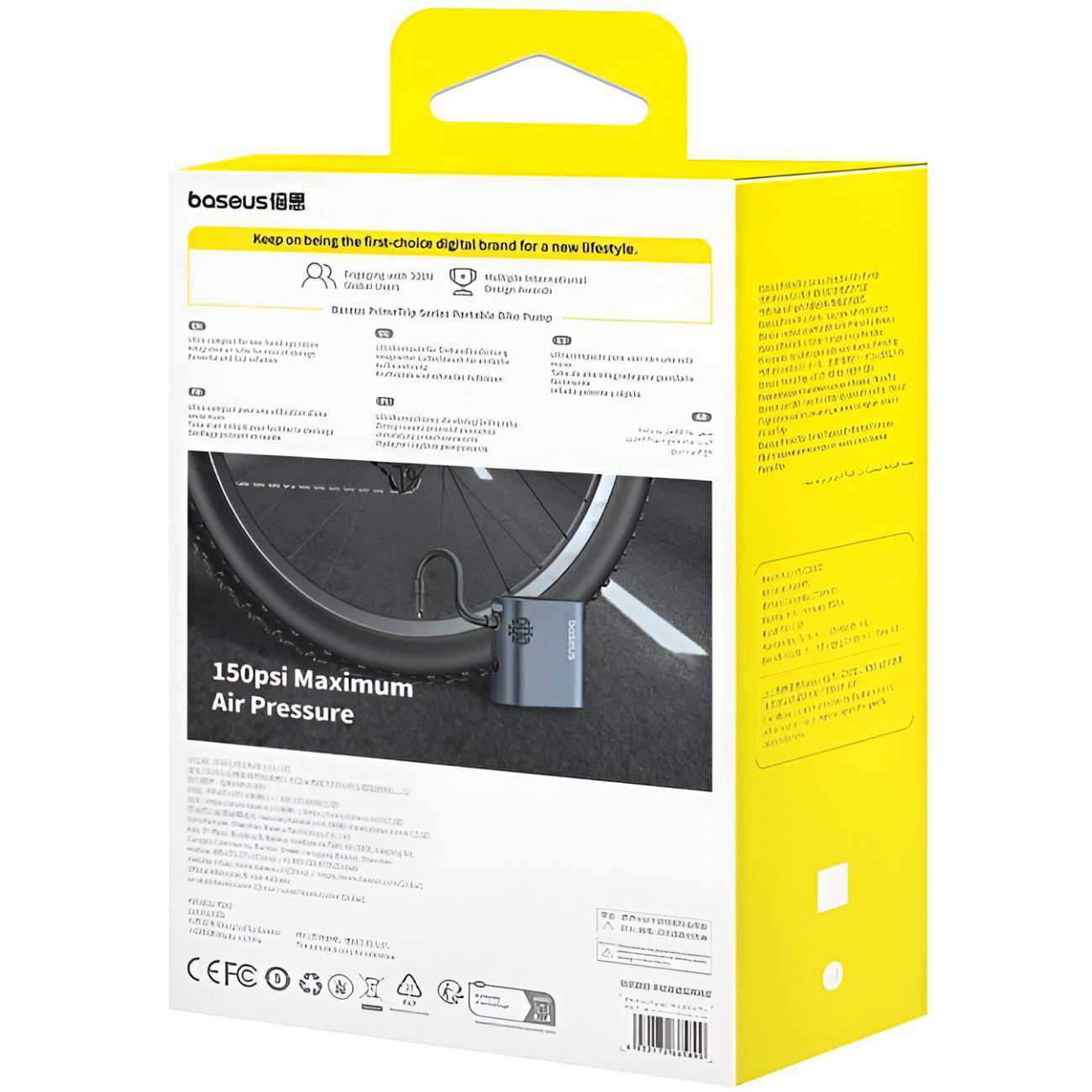 پمپ باد دیجیتالی شارژی دوچرخه و موتورسیکلت با چراغ قوه قابل حمل بیسوس C11169000121-00