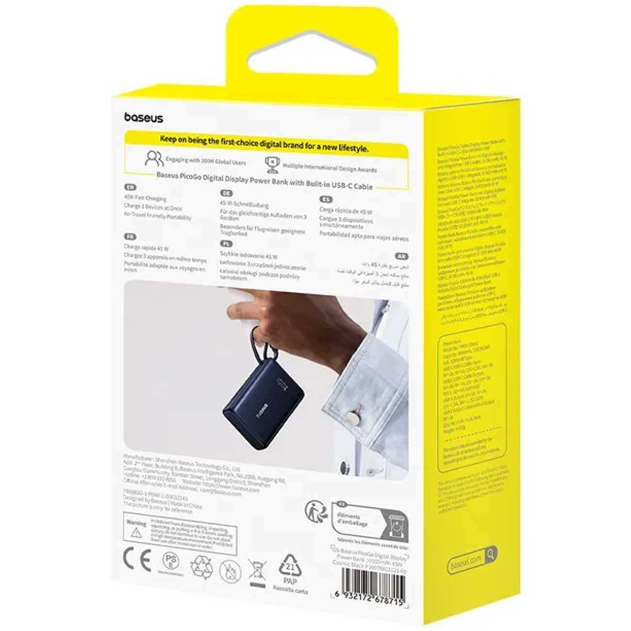 پاوربانک 10000 تایپسی 45 وات و USB بیسوس PPPG-1W45C P10076803123