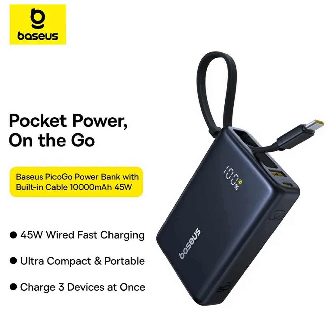 پاوربانک 10000 تایپسی 45 وات و USB بیسوس PPPG-1W45C P10076803123