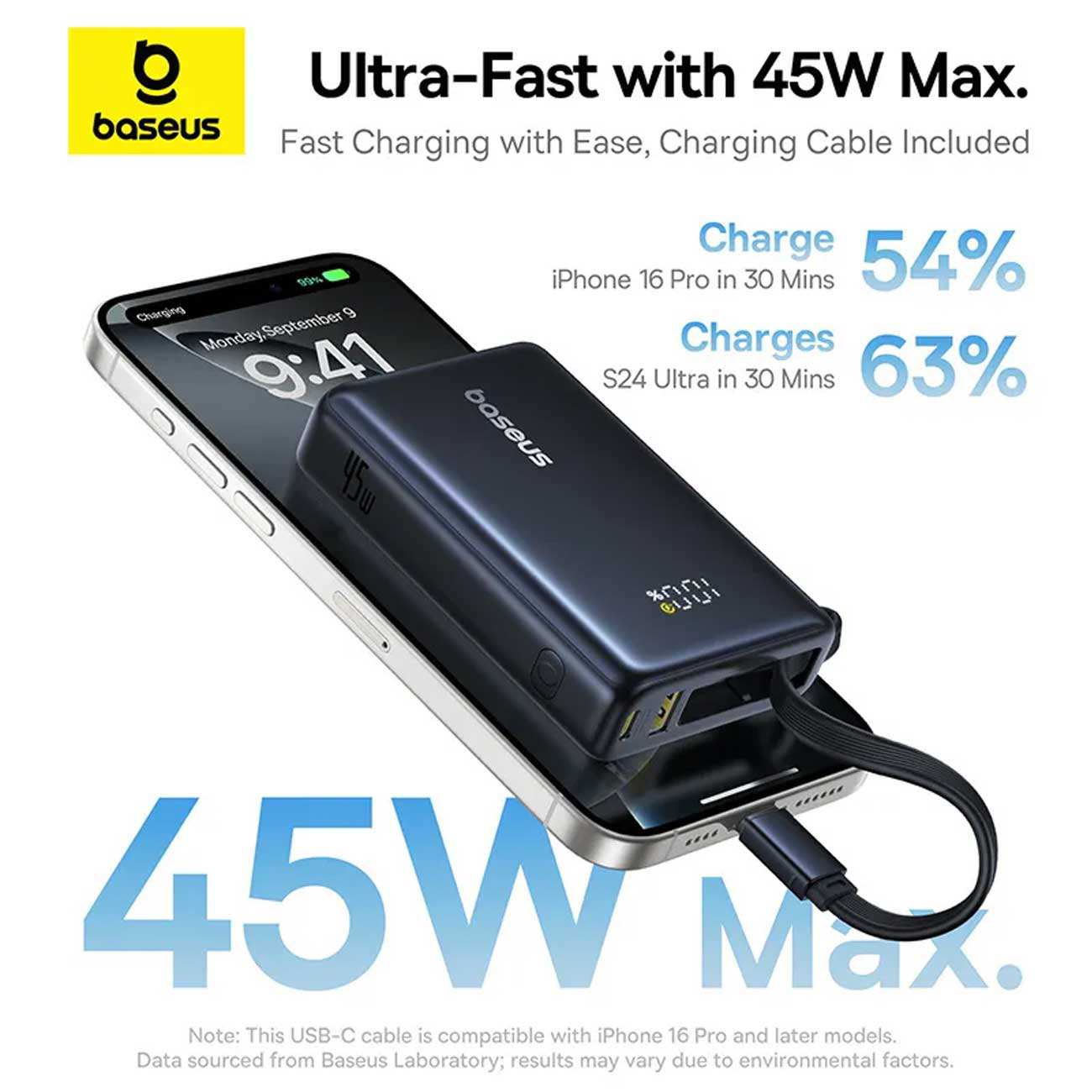 پاوربانک 10000 تایپسی 45 وات و USB بیسوس PPPG-1W45C P10076803123