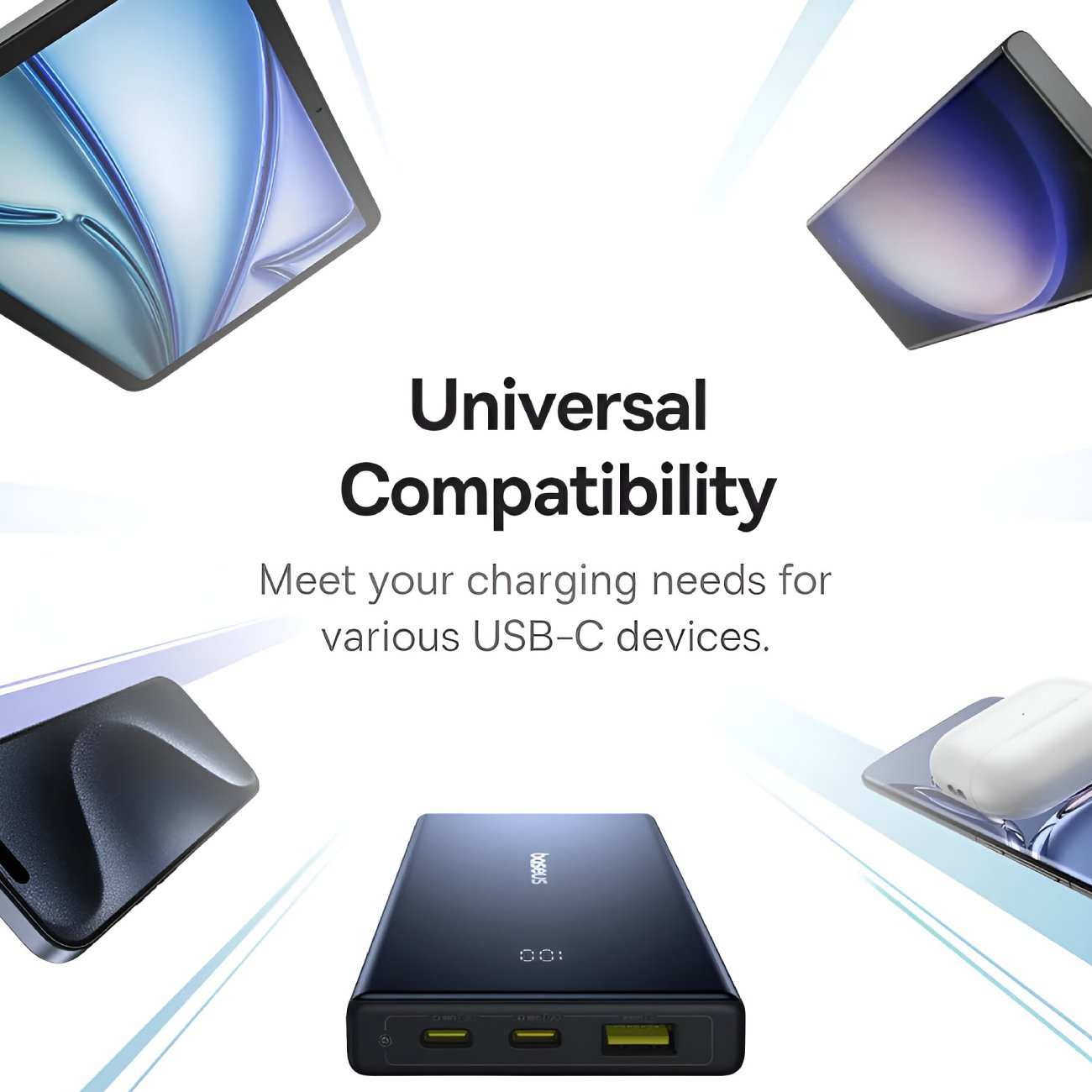 پاوربانک 10000 میلیآمپر 20 وات فست شارژ Type-C و USB-A بیسوس P10076801123-00