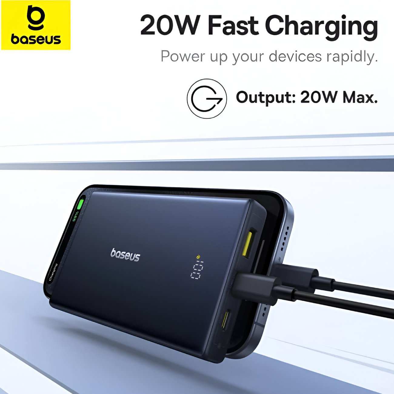 پاوربانک 10000 میلیآمپر 20 وات فست شارژ Type-C و USB-A بیسوس P10076801123-00