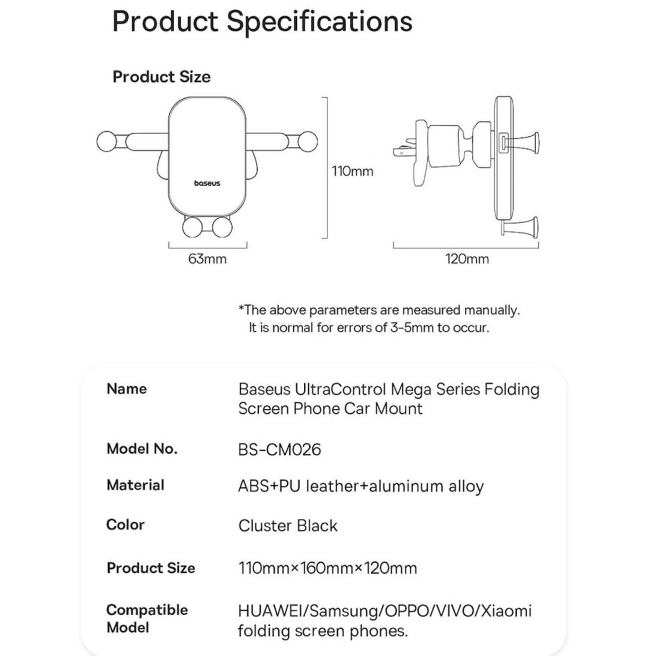 پایه نگهدارنده گوشی موبایل و تبلت داخل خودرو بیسوس CM026