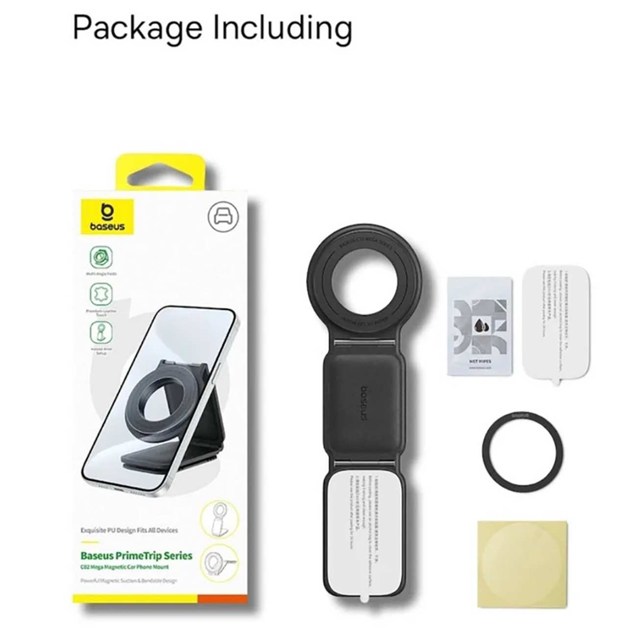 هولدر موبایل مگنتی داخل خودرو چند منظوره تاشو بیسوس C02 Prime